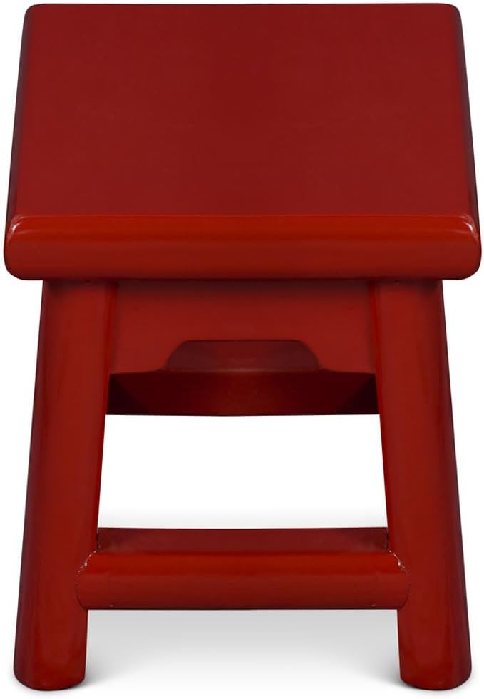 ChinaFurnitureOnline Distressed Red Petite Chinese Village Wooden Bench