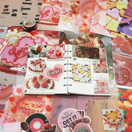 Image of ATIRAMANIYA Vintage Aesthetic Scrapbook Kit(346Pcs) Scrapbooking Supplies Kit with Bullet Junk Journal,Stationery,A6 Grid Notebook Journaling Gift for Girl (Dessert Scrapbook)