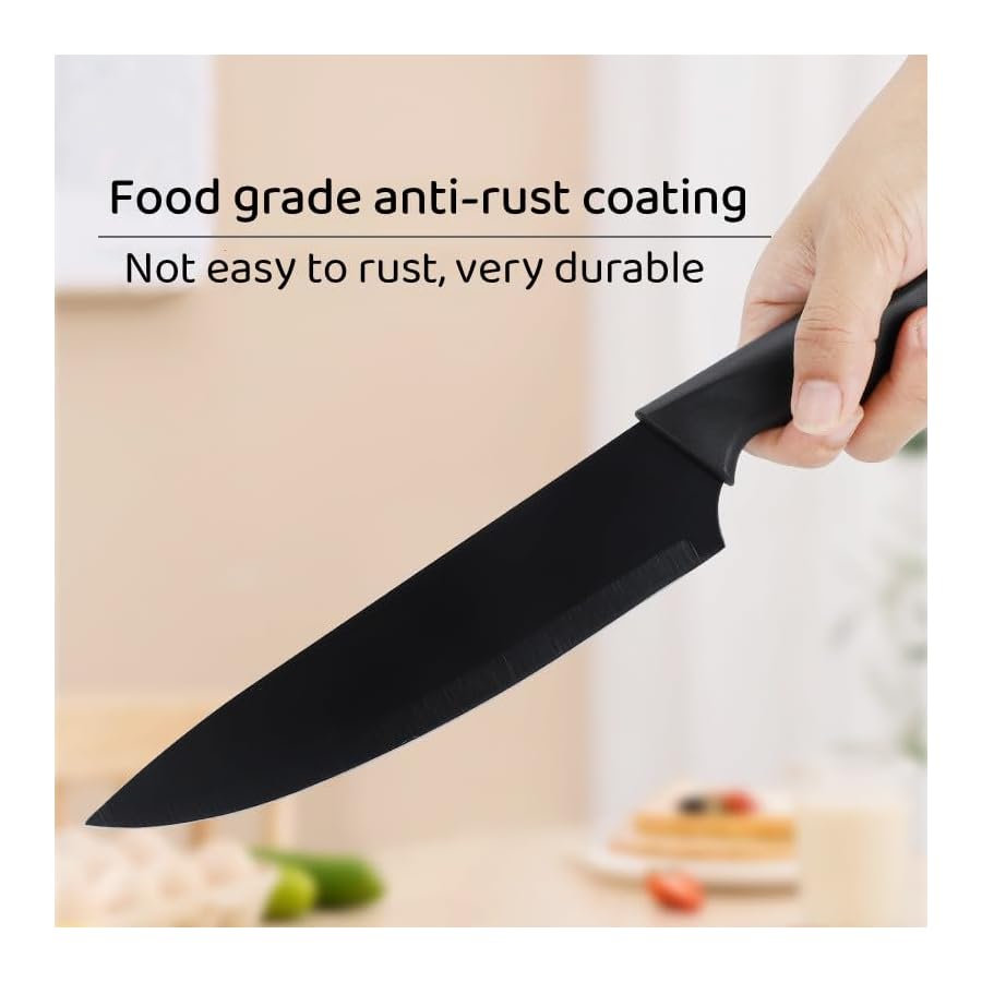 15-Piece-Professional-Chef-Knife-Set-With-Wooden-Block-and-Inbuilt-Sharpener-Non-Stick-Coating-High-Carbon-Stainless-Steel-V-Shaped-Cutting-Edge-with-Ergonomic-Design Affox 15-Piece Professional Chef Knife Set With Wooden Block and Inbuilt Sharpener, Non-Stick Coating, High Carbon Stainless Steel, V-Shaped Cutting Edge with Ergonomic Design