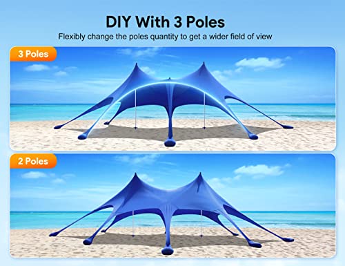 Osoeri Beach Tent, 20 x 13ft Camping Sun Shelter UPF50+ with 8 Sandbags, Sand Shovels, Ground Pegs & Stability Poles, Shade Canopy for Trips, Fishing, Backyard Fun or Picnics, Blue - Image 3