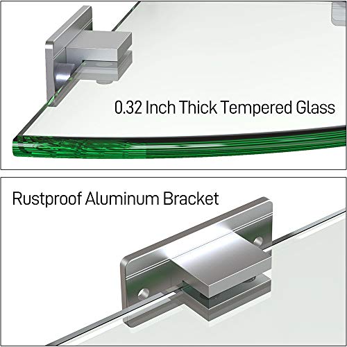 Geekdigg 2-Pack Glass Shelf Shower Caddie, Shower Shelves For Inside Shower, Drilling Free Adhesive Wall Mounted Bathroom Organizer Shelves With Aluminium Brackets #TOP3