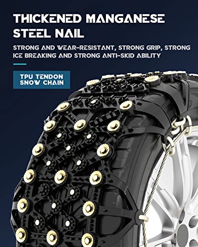 Nemtor Snow Chains For Car,Snow Tire Chains,Snow Chains,Adjustable Universal Emergency Thickening Anti Skid Tire Chain Fits For Road Trip,Car Driving Snow Uphill Road Universal Snow Chains 205-255mm