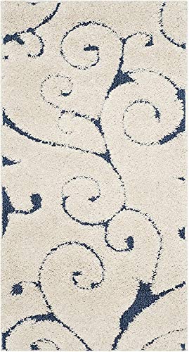 Image of Handwoven Microfibre 3D Rug for Living Room (Ivory & Blue, 2 X 8 Feet (Runner), Microfibre)
