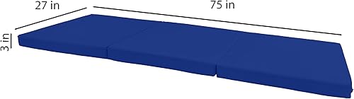 Miniatura 2 de D&D Futon Furniture Camas de espuma triple Shikibuton azul real, 3 x 27 x 75, espuma blanca resistente de alta densidad de 1.8 libras, alfombrillas