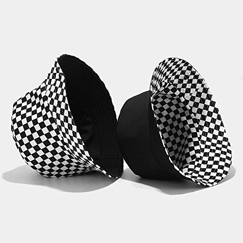 Reversible Cotton Bucket Hat Fashion Checker Fisherman Cap Packable Sun Hat #TOP3