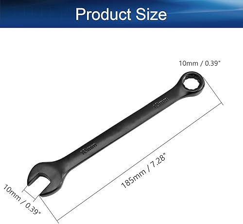 Miniatura 2 de Auniwaig Cr-V - Llave combinada de 0.394 in, 5.315 in de longitud, diseño de 12 puntos, revestimiento de electroforesis negro