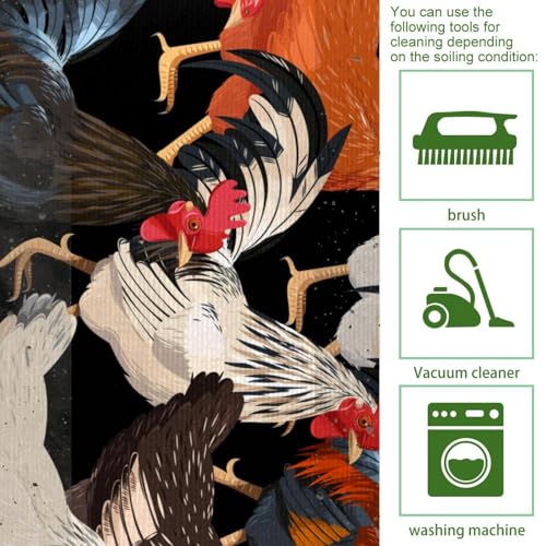 Alfombra absorbente para cocina y pasillo lavable con estampado de gallinas 5