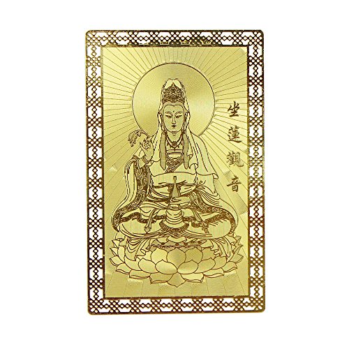 FengShuiGe Feng Shui Guanyin Gold Amulet Card for Protection