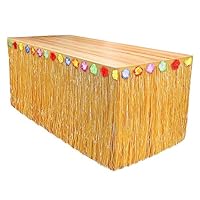gvivej Hawaii Tischröcke, Hawaii Party Dekoration mit Mehrfarbe Blumen, 275 x 60cm, Gold