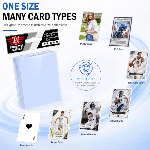 Image of 3000 Counts Card Sleeves TopLoaders for Trading Cards, Soft Clear Baseball Card Sleeves Plastic Card Protector for Football Card Sports Cards Game Card Standard Cards