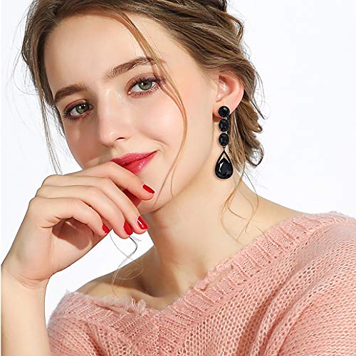 Flyonce Wedding Bridal Rhinestone Crystal Multi Teardrop Pierced Dangle Earrings4