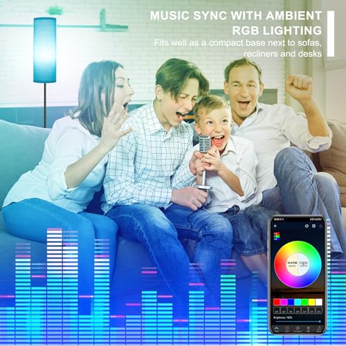 Image of FRIDEKO HOME Floor Lamp, Color Changing Ambient Lighting for Living Room Bedroom, Standing Lamp with App & Remote, Tall Corner Lamp for Christmas Home Decor, 9W 800LM, Foot Switch, Turquoise Shade