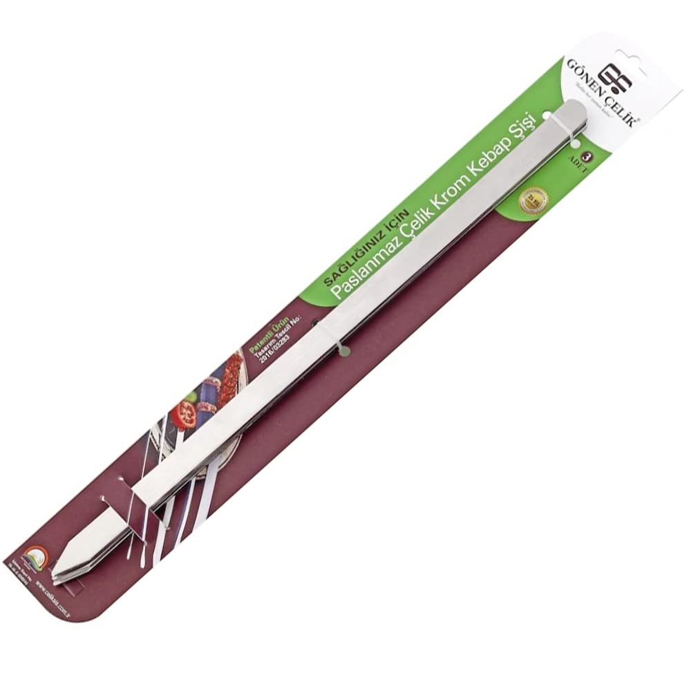 2x 3-Wege-Grillspieße Edelstahl – 35,6 Cm, Mit Schiebehilfe & Silikonpinsel, Für Fleisch & Gemüse