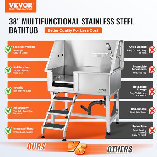 VEVOR-38-Pet-Dog-Bathing-Station-wRamp-Professional-Stainless-Steel-Dog-Grooming-Tub-wStorage-Drawer-Floor-Grate-Faucet-Dog-Bathtub-for-LargeMediumSmall-Pets-Washing-Sink-for-HomeLeft VEVOR 38 Pet Dog Bathing Station wRamp Professional Stainless Steel Dog Grooming Tub wStorage Drawer Floor Grate Faucet Dog Bathtub for LargeMediumSmall Pets Washing Sink for HomeLeft