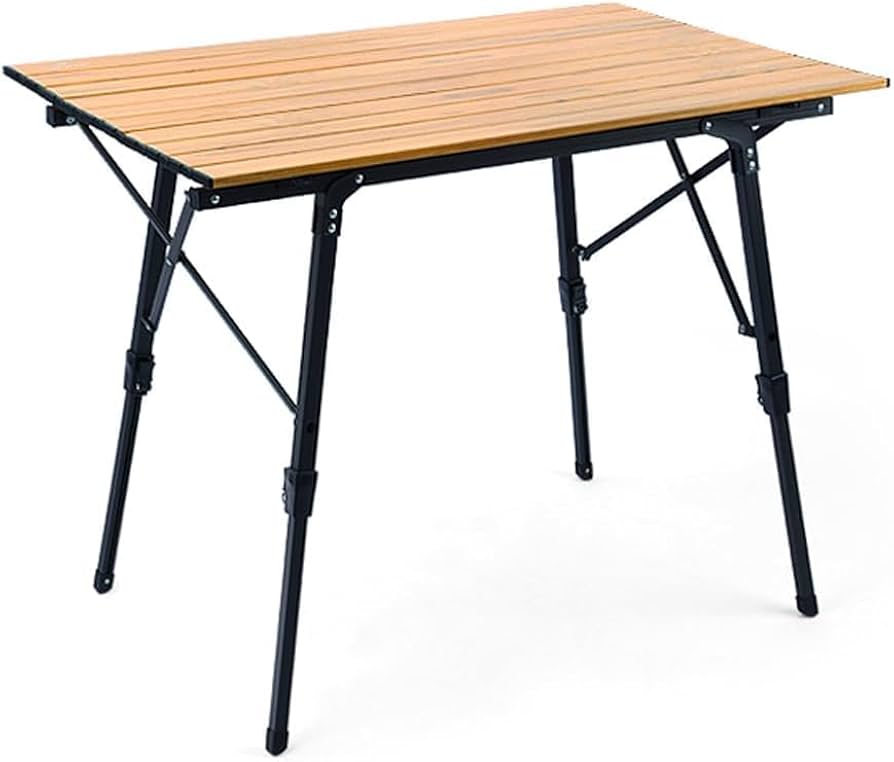 Amazon.co.jp: アルミ製折りたたみローテーブル、高さ調整可能