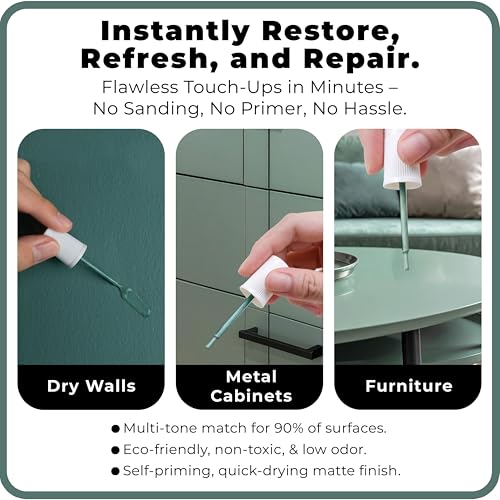 Image of spot. Touch-Up Paint | Matte Finish for Cabinets, Walls, Doors & Furniture | Multi-Tone Green Repair Kit | Quick-Dry, Self-Priming, Low-Odor, Eco-Friendly | No-Sanding or Primer Needed | 3 Pack
