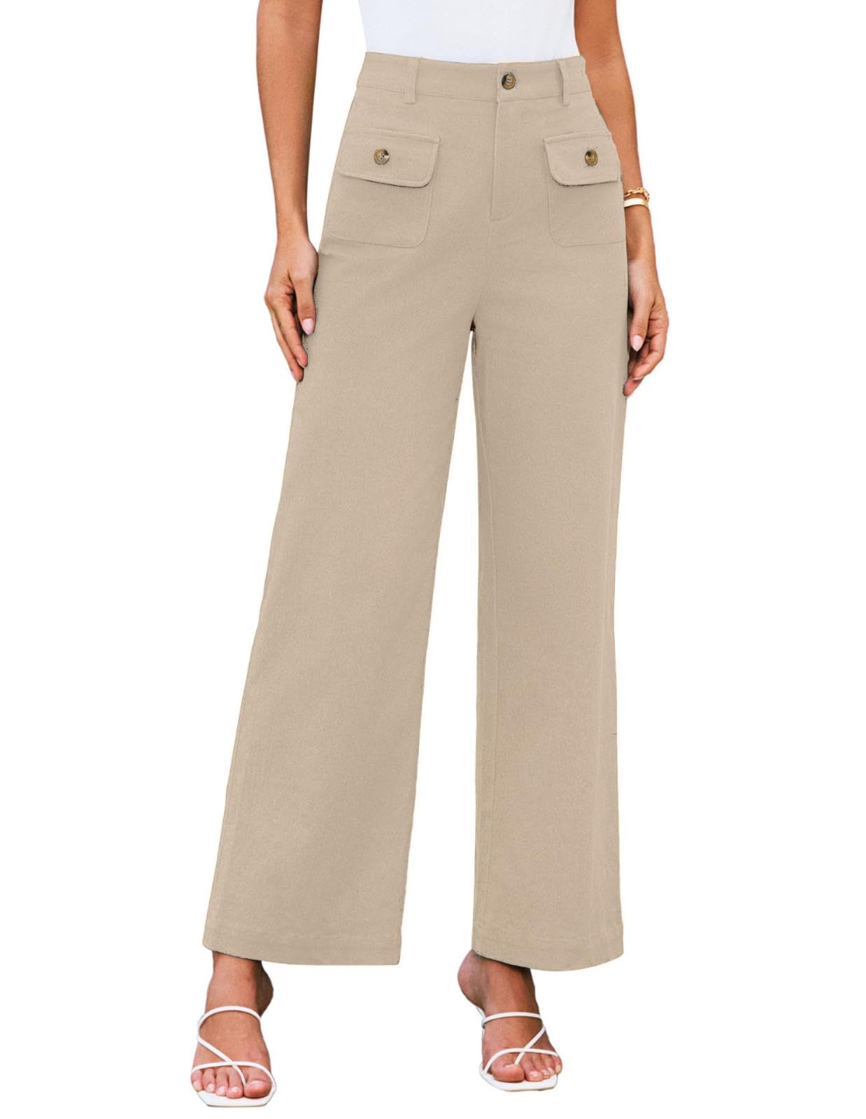 Womens Fashion Highwaisted Straight Pants Street Trend Wideleg Pants Simple Solid Color Business Work Casual Pants