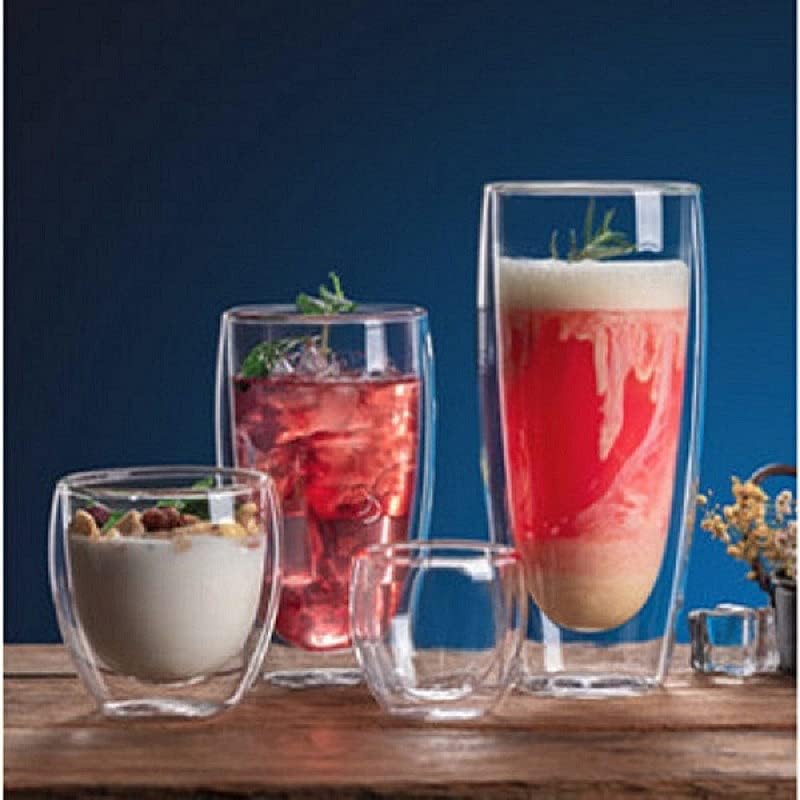 ダブルウォール グラス 2個セット 二重構造 グラス カップ タンブラーグラス 耐熱ガラス タンブラー おしゃれ コーヒーカップ ティーカップ シンプル 保温 保冷 透明 結露しない (650ml)