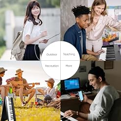 Jemora Piano électronique pliable à 61 touches Orgue électronique multifonctionnel Clavier de piano sensible à 61 touches avec écran LCD Batterie rechargeable intégrée Connectivité BT Instrument de mu – Image 4