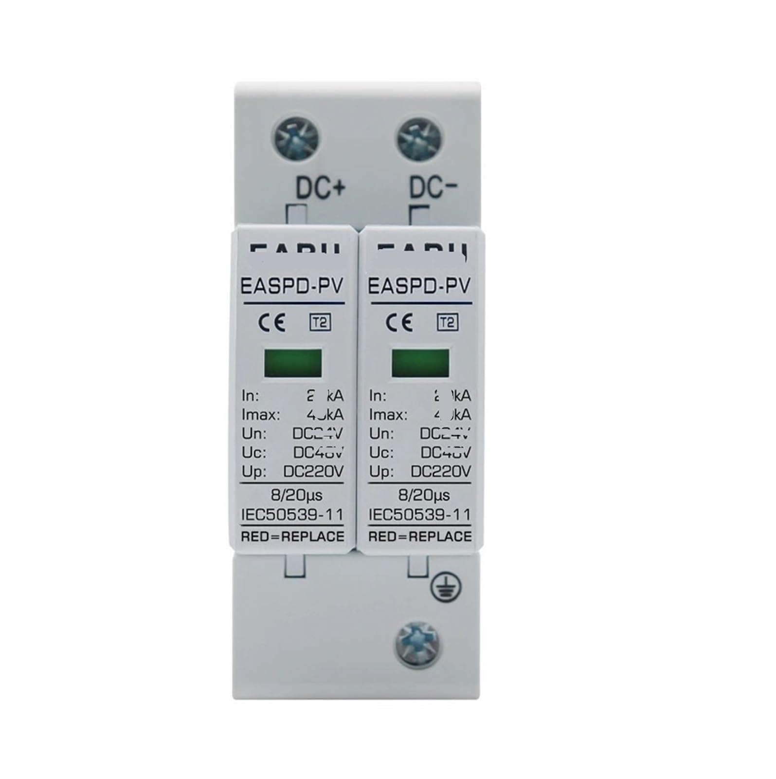 JNVFTCUX 2P Power Surge Protector SPD Arrester Low Voltage House DC 12V 24V 48V 500V 800V 1000V 40KA(Dc48v 30-60ka)