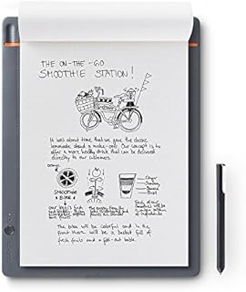 Wacom CDS-810S Bamboo Slate Digital Notepad A4 (Letter Size), Large Smart Notebook with Digitisation Technology Including Stylus with Ballpoint Pen, Compatible with Android and Apple, Grey/Orange