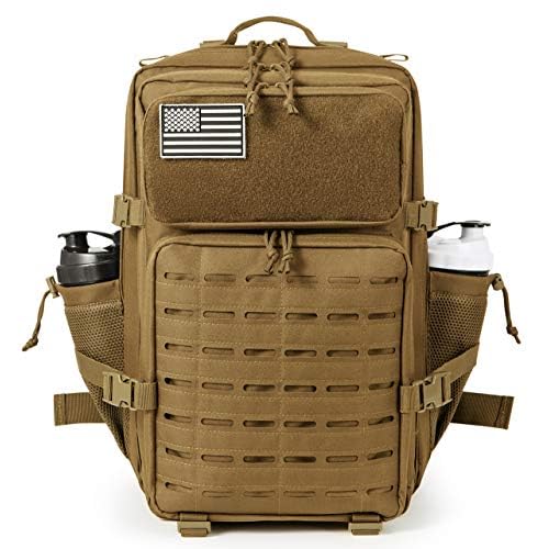 QT&QY 25L/45L Military Tactical Backpack For Men Molle Daypack 3 Day Bug Out Bag Hiking Rucksack With Bottle Holder