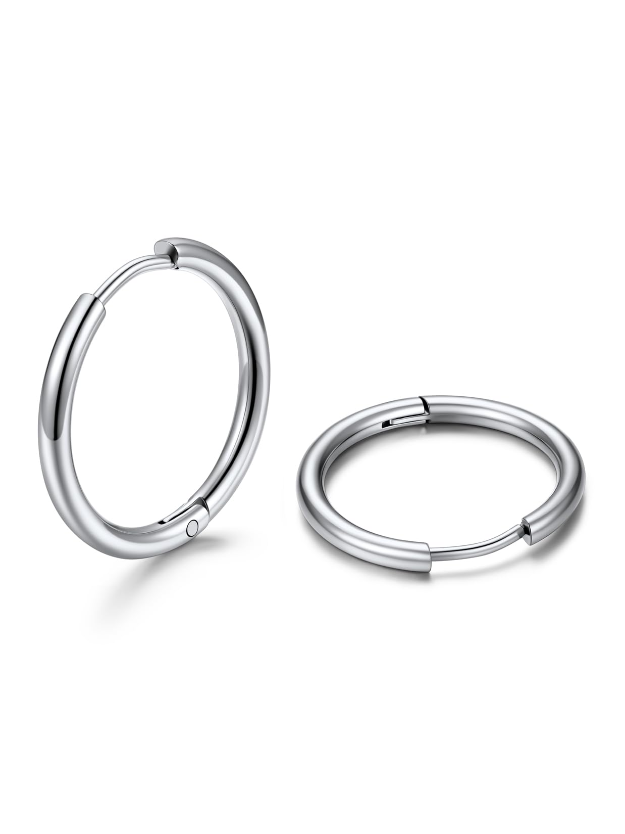 U7 Orecchini Uomo e Donna a Cerchio Piccolo 7-16mm Orecchini Huggie Larghezza 2mm 3mm in Acciaio Inossidabile Colore Acciaio Nero Oro Regalo per Donna Uomo