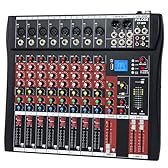 FULUODE Audio Mixer 8 Channel, CT-80S Professional Sound System Mixer Board DJ Mixing Console with Reverb MP3 Player Bluetooth 48V Phantom Power Supply USB Recording for Studio Karaoke Live Music
