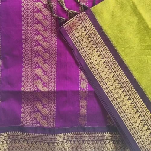 Image of ILAIYAAL CLOTHINGS Women's Pure Kalyani Cotton Silk Saree with Zari Border and Blouse Piece - Suitable For All Indian Occasions and Festivals 191