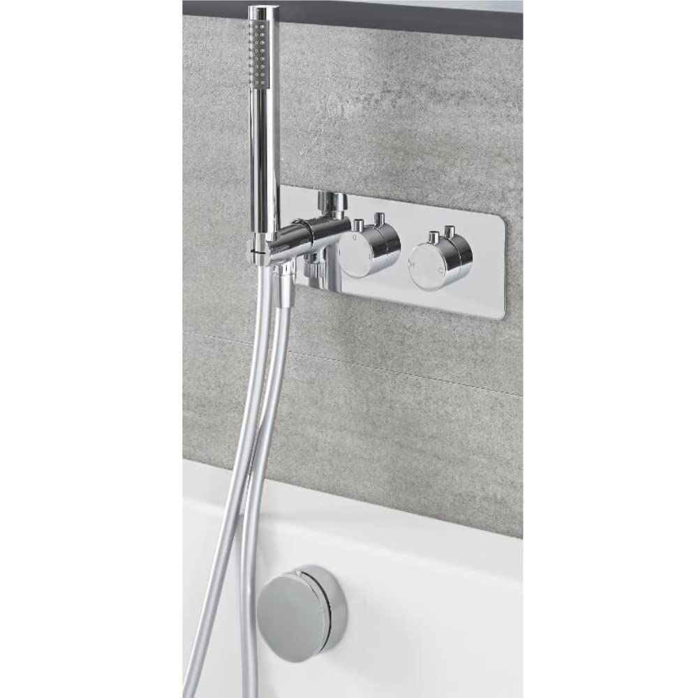 Milano Mirage Thermostatic Mixer Valve Hand Shower Handset Overflow Bath Filler Tap- Chrome