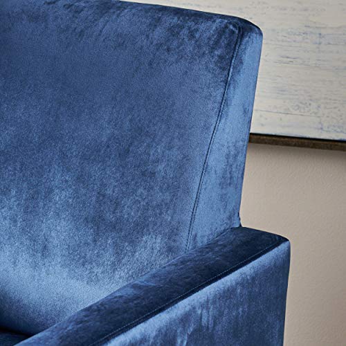 Sillón reclinable terciopelo azul con patas plateadas miniatura 6