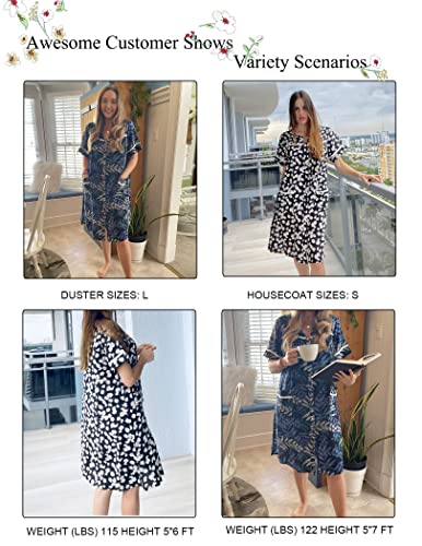 Ekouaer Front Snap Nightgown Lightweight Summer House Coat Mumu Dress For Women (Black,Xxl) #TOP3