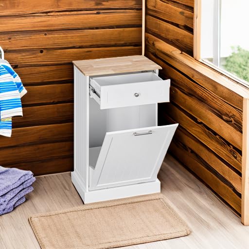Gabinete de basura con cesta oculta y cajón blanco miniatura 5