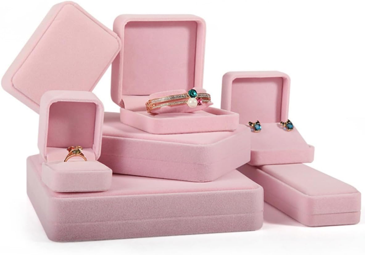 Pink Lint Pendant Box 2pcs Necklace Display Organizer for Jewelry