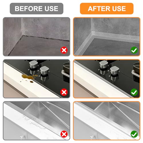 Bokaiya Weichsockelleiste, 19 x 19mm 11m Weichsockelleiste Selbstklebend für Küche und Badezimmer, Selbstklebende Abschlussleiste, Selbstklebende Bodenleiste, PVC, Fugendichtungsband (Transparent)