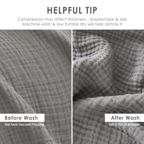 Image of EMME Cotton Blanket Twin XL for Bed Soft Muslin Blankets 66 inchx90 inch Lightweight Breathable Layering Bedspread Coverlet All Season Gauze, Grey