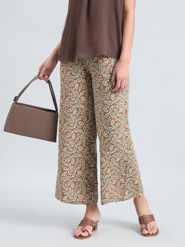 Image of GO COLORS Soft Viscose Printed Palazzo Full Length for Women| Breathable, Mid Rise