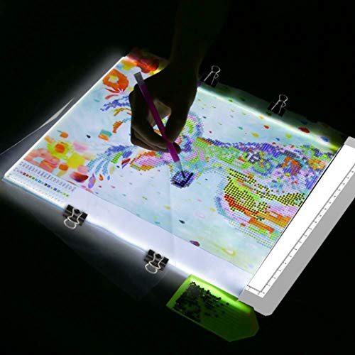 A4 Size Slim Portable Light Box Tracer Led Art tracing Light Pad Adjustable Brightness for 5D Diamond Painting Drawing Sketching Animation (Grey)