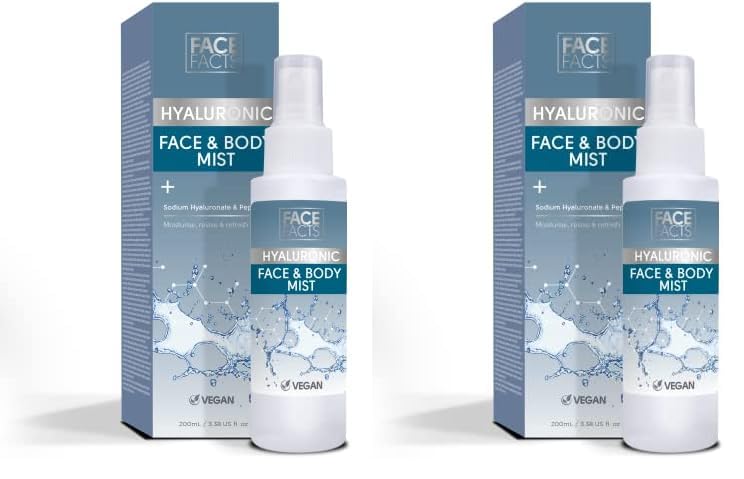 Hyaluronic Face & Body Mist | Hydrating | Vegan | 200ml, Pack of 2