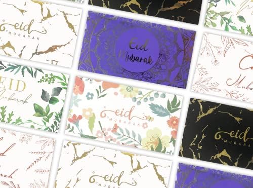 Eid Mubarak Envelopes | Set of 6 Assorted Envelopes | Happy Eid Money Gifts | Gift Card Holder | Eidi Envelope for Cash | Unique & Colorful Envelope Cards, Gold, 6.88 inx3.75 in