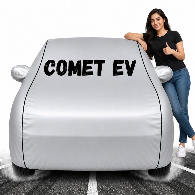 Image of Custom Fit Silver 100% Waterproof Comet EV Car Cover | Polyester Car Body Covers for Rain & Sun | UV Protection, Dustproof, Scratch Resistant, Windproof, Heat Resistant