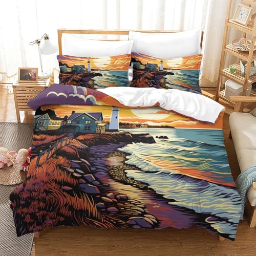 Housse de couette microfibre de qualité supérieure imprimé phare breton - 2