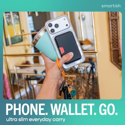 Image of Smartish MagSafe Wallet - Side Hustle Classic - Vegan Leather Slim Detachable Magnetic Card Holder Qi2 Certified iPhone MagSafe Wallet for Apple iPhone 17 /16 /15 /14 /13 /12 Models - Black Tie Affair