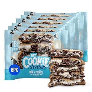My Cookie Dealer Protein Cookies, Milk and Cookies (6-Pack, 4oz Cookie) – 18g Protein per Cookie (Made with RAW Nutrition Protein) – Individually Wrapped Travel Snacks