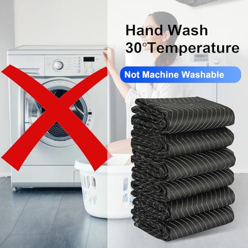 AKOZLIN 72x40 Inch Moving Blankets 12 Pack Padded Heavy Duty Quilted Wrapping Furniture Moving Pads for Shipping Supplies, Black