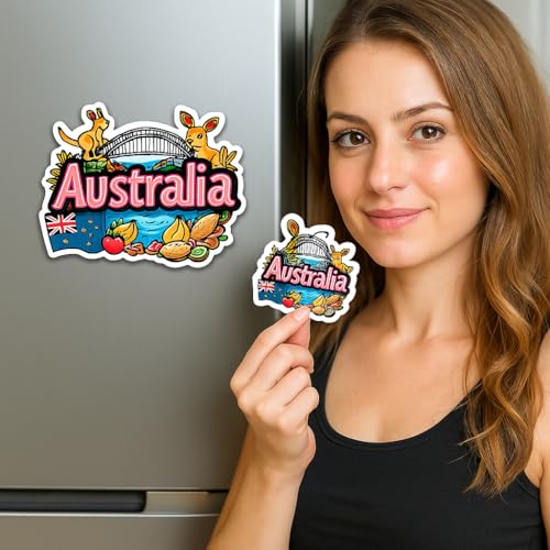 Image of Naxon Australia Country Theme Souvenir Wooden Refrigerator Stylish Fridge Magnet - Fridge Decoration Magnet for Kitchen & Home Decor | Perfect Souvenir Gift | Size 3x3 Inches | Pack of 1