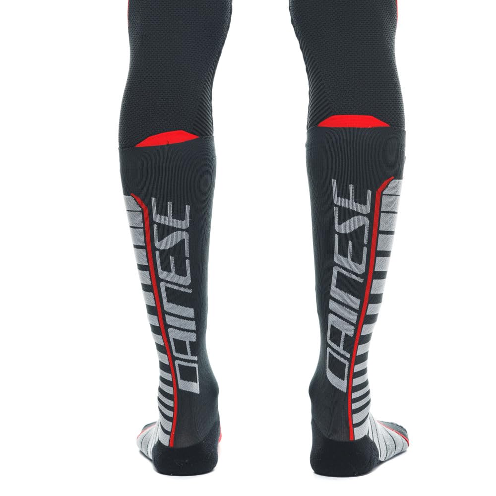 Dainese Thermo Long Socks, Calcetines Largos Moto, para Hombres y Mujeres, Negro/Rojo, 3638