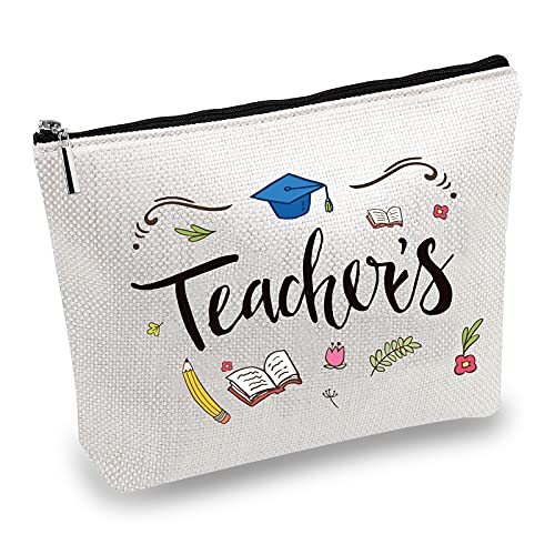 CREATCABIN Bolsas de Maquillaje de Lona Estuche Cosmético Multiusos para Bolígrafos Artículos de Tocador Bolsa de Viaje Divertida con Cremallera Útiles Escolares Regalos Maestros 10 x 7 Pulgada Cover