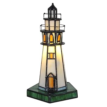 灯台 ステンドグラス 灯台型ランプ ナイトライト 常夜灯 小夜灯 ベッドサイド灯 Amazon.co.jp : レトロなティファニースタイルの灯台、ステンド