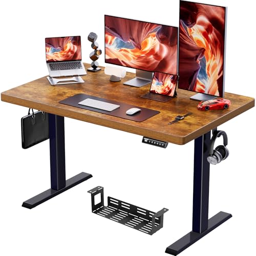 Image of ErGear Standing Desk, 48 x 30 inch Whole-Piece Desktop Height Adjustable, Electric Sit Stand Desk with 4 Height Memory Setting, Ergonomic Desk for Home Office, Vintage Brown, EGESD74V